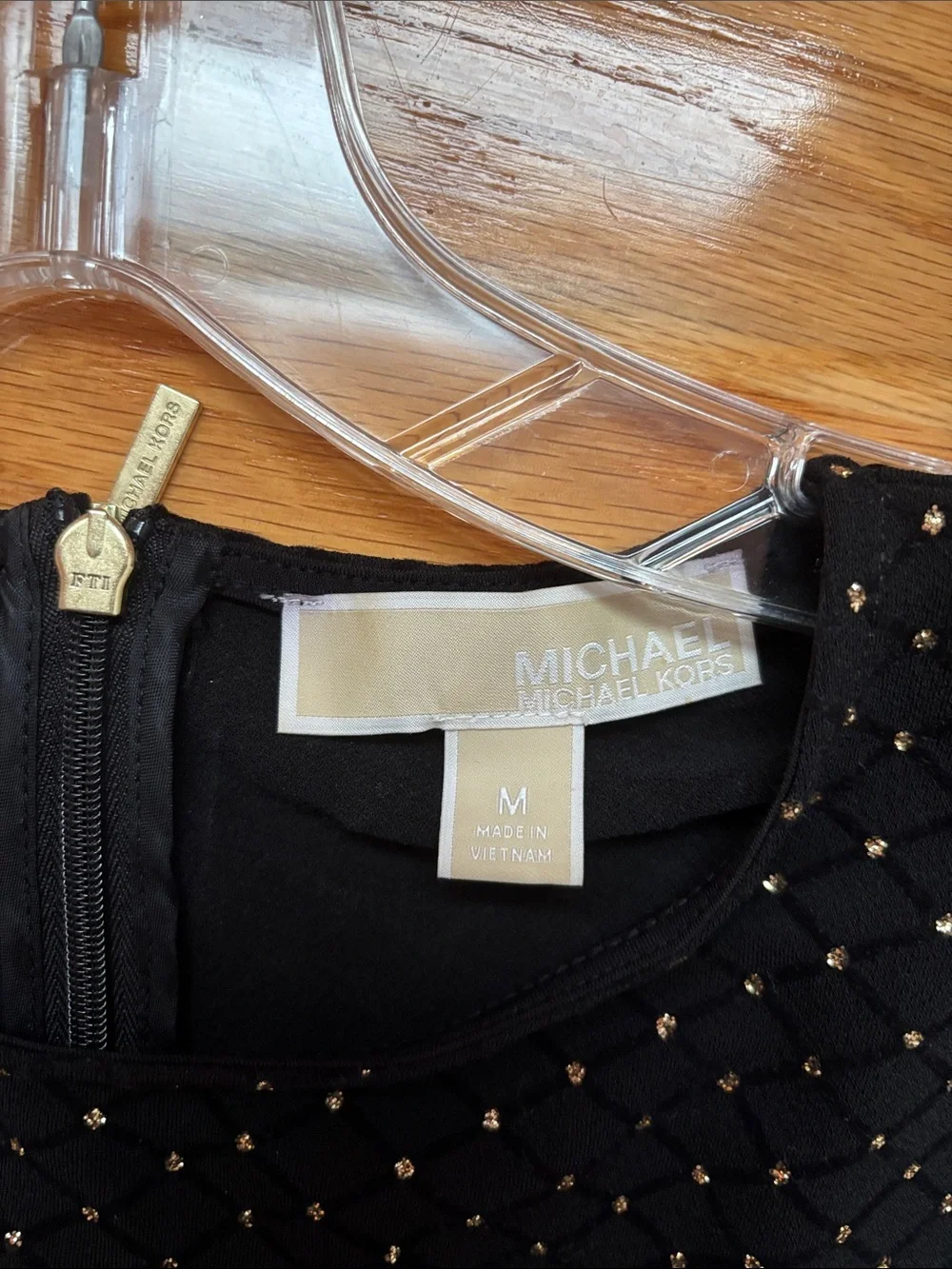 Michael Kors Black Long-Sleeve Studded Fit & Flare Dress